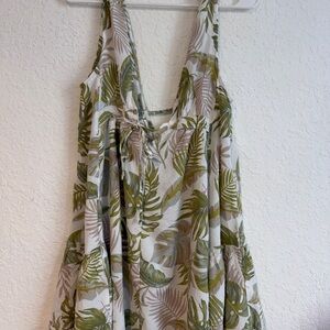 Tropical Leaf Print Mini Dress